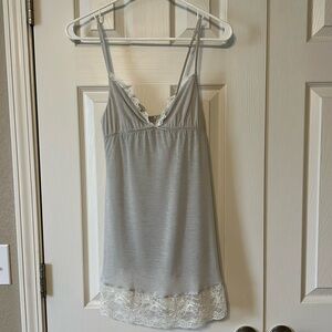 Victoria’s Secret Luxury Blend Pale Blue/Grey White Lace Babydoll Lingerie